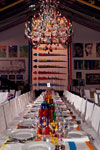 Painted Backdrop and Ceiling Ribbons